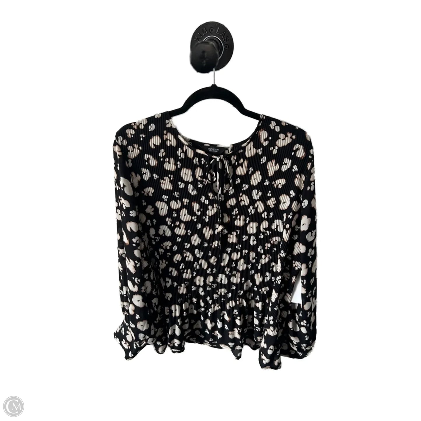 Top Long Sleeve By Simply Vera In Black & Brown, Size: Xxl