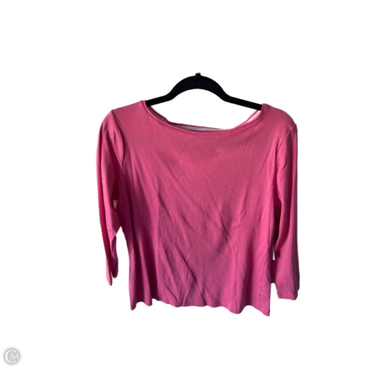 Top 3/4 Sleeve Basic By Talbots In Pink, Size: L