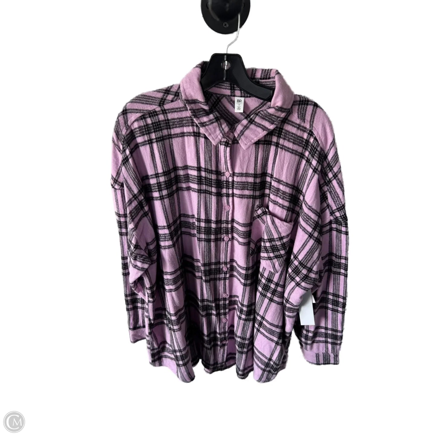 Top Long Sleeve By Bp In Black & Pink, Size: 1x