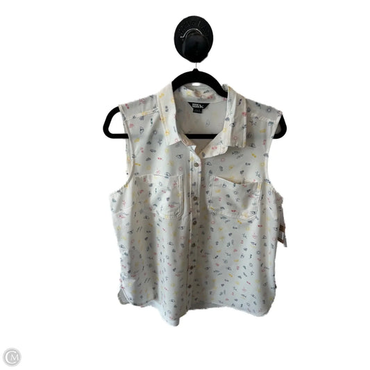 Top Sleeveless By Eddie Bauer In Cream & Pink, Size: L