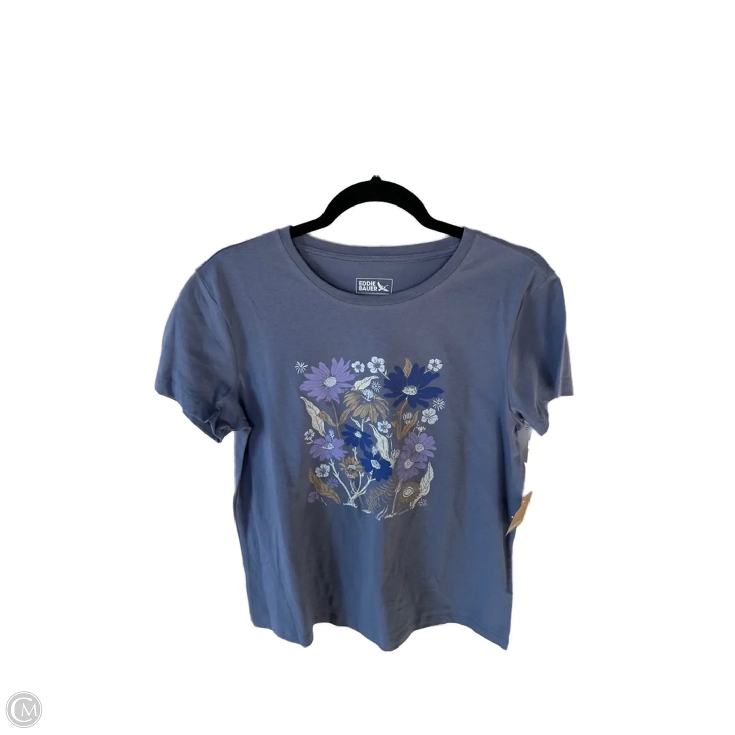 Top Short Sleeve Basic By Eddie Bauer In Blue & Purple, Size: M