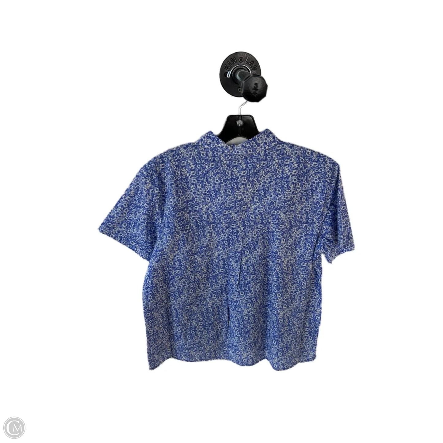 Top Short Sleeve By Eddie Bauer In Blue & White, Size: M