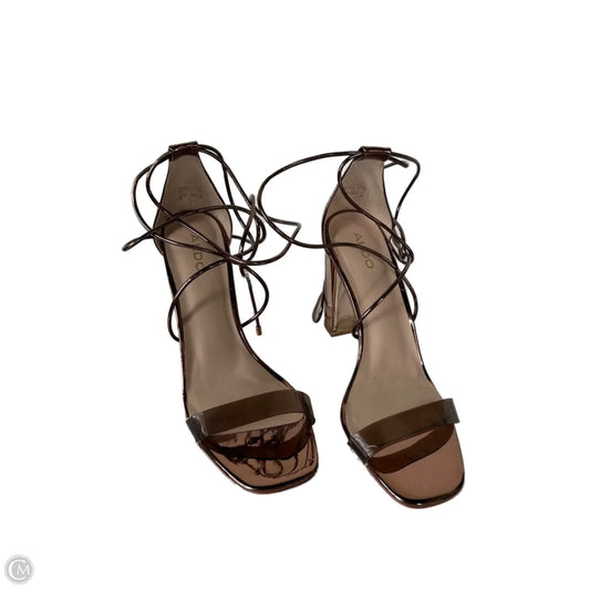 Sandals Heels Block By Aldo In Copper, Size: 8.5