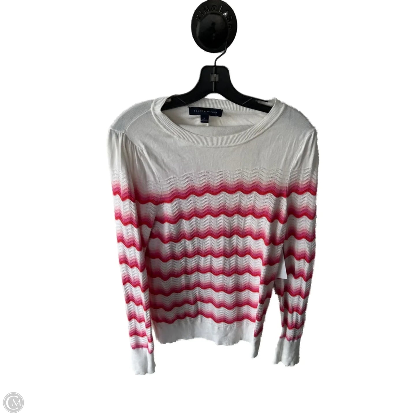 Sweater By Tommy Hilfiger In Pink & White, Size: M