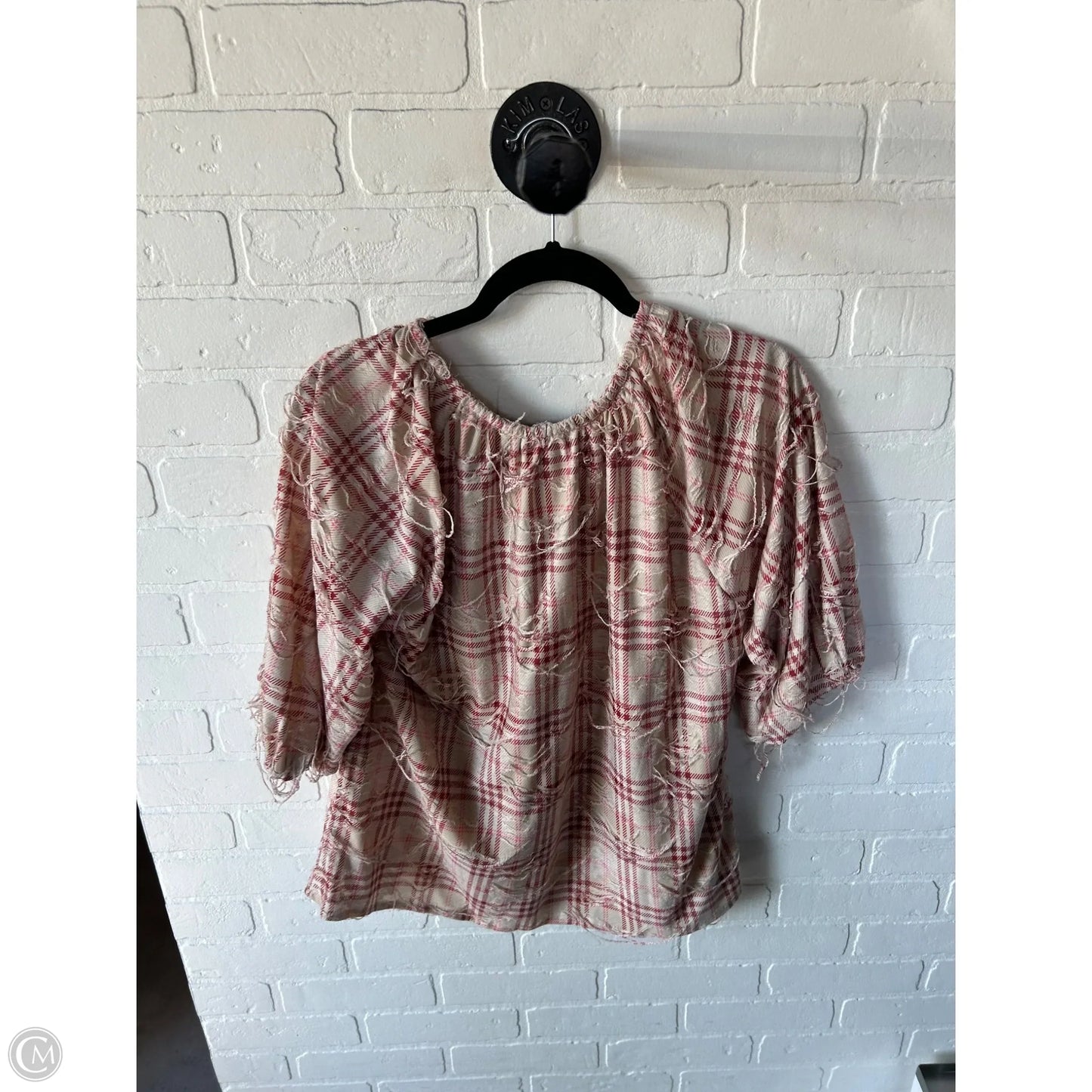 Top 3/4 Sleeve By Easel In Red & Tan, Size: S