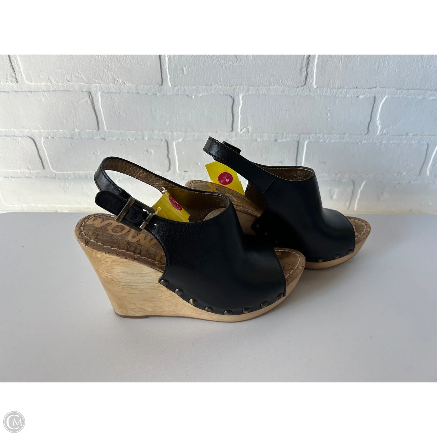 Sandals Heels Wedge By Sam Edelman In Black & Tan, Size: 8.5