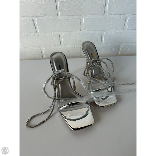 Sandals Heels Stiletto By Fashion Nova In Silver, Size: 11