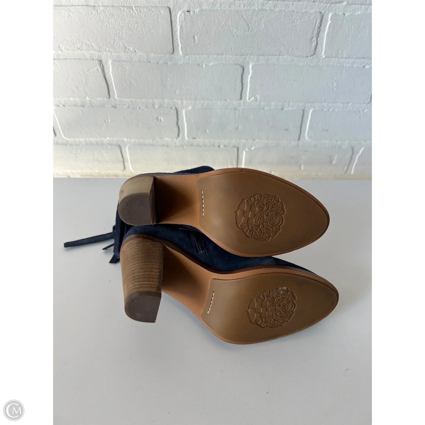 Boots Ankle Heels By Vince Camuto In Blue & Tan, Size: 7