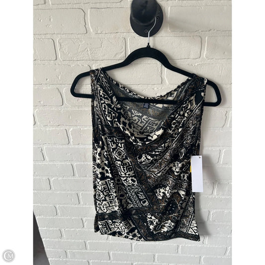 Top Sleeveless By Chaps In Black & Cream, Size: L
