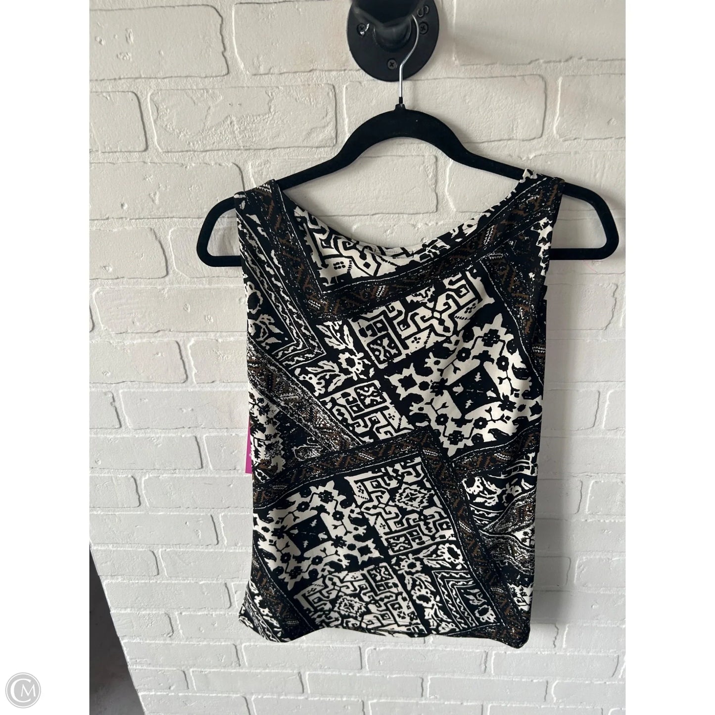 Top Sleeveless By Chaps In Black & Cream, Size: L