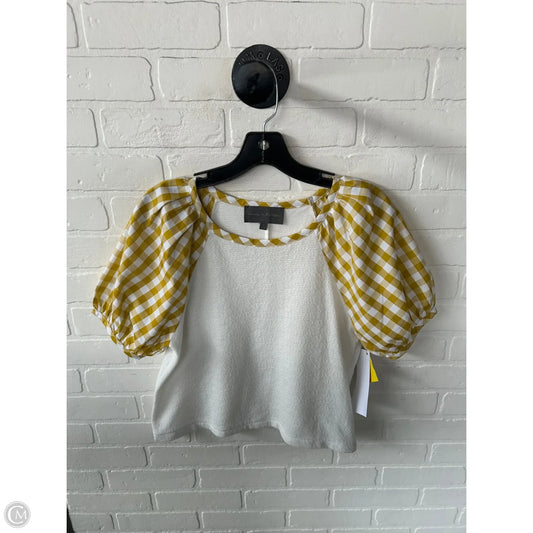 Top Short Sleeve By Sunday In Brooklyn In White & Yellow, Size: S
