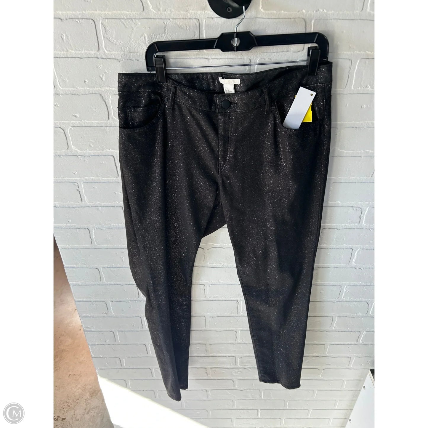 Jeans Skinny By H&m In Black & Silver, Size: 14