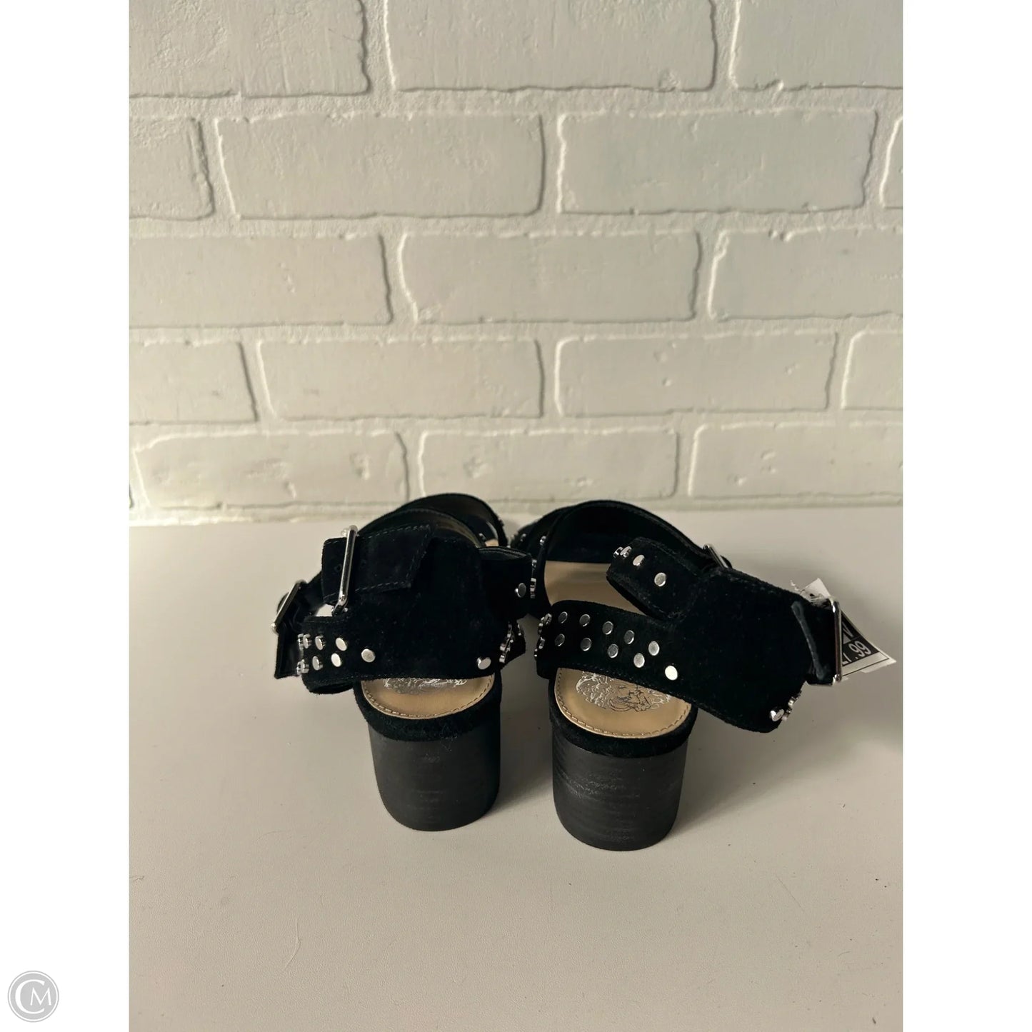 Sandals Heels Block By Vince Camuto In Black & Silver, Size: 8