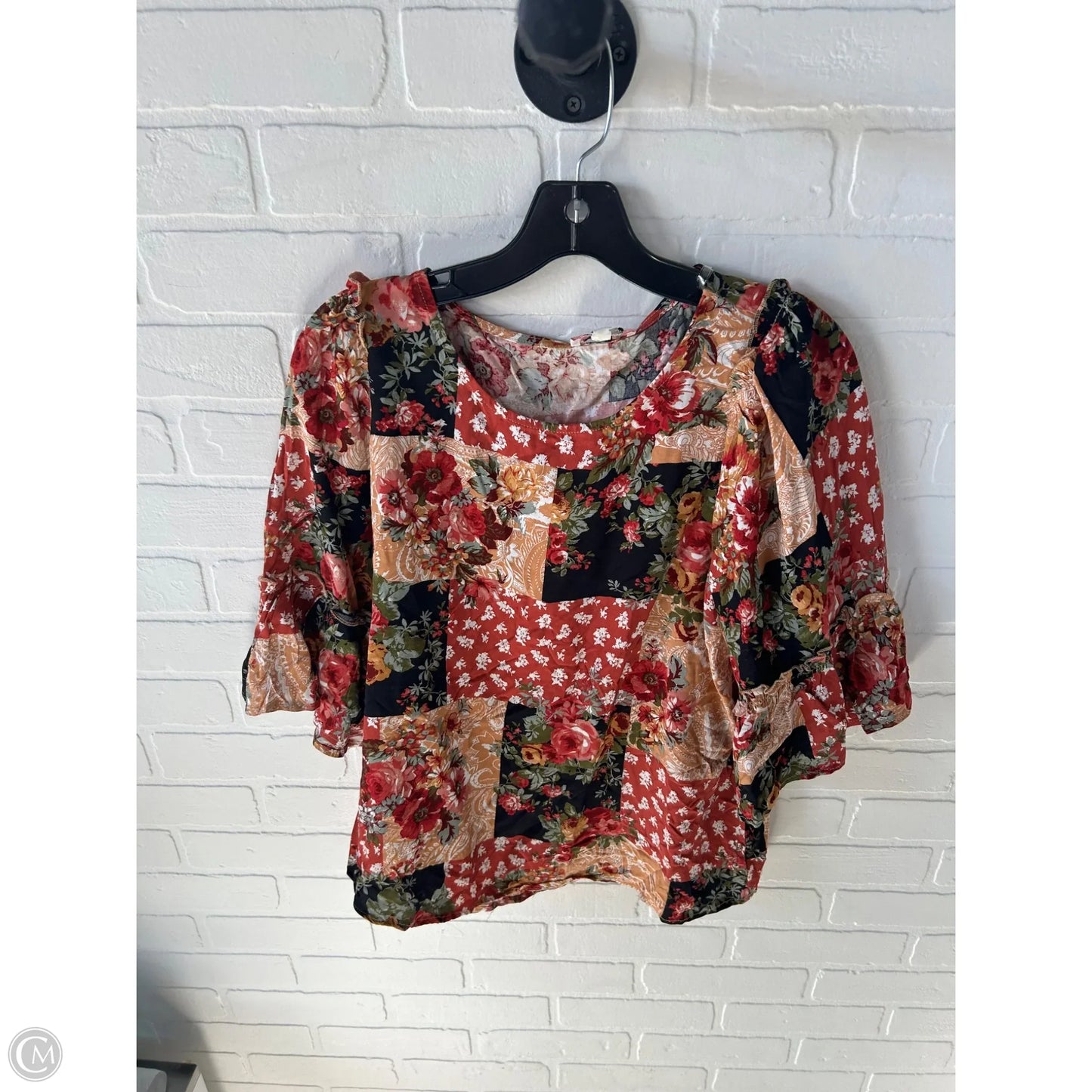 Top Short Sleeve By Andree By Unit In Orange & Red, Size: S