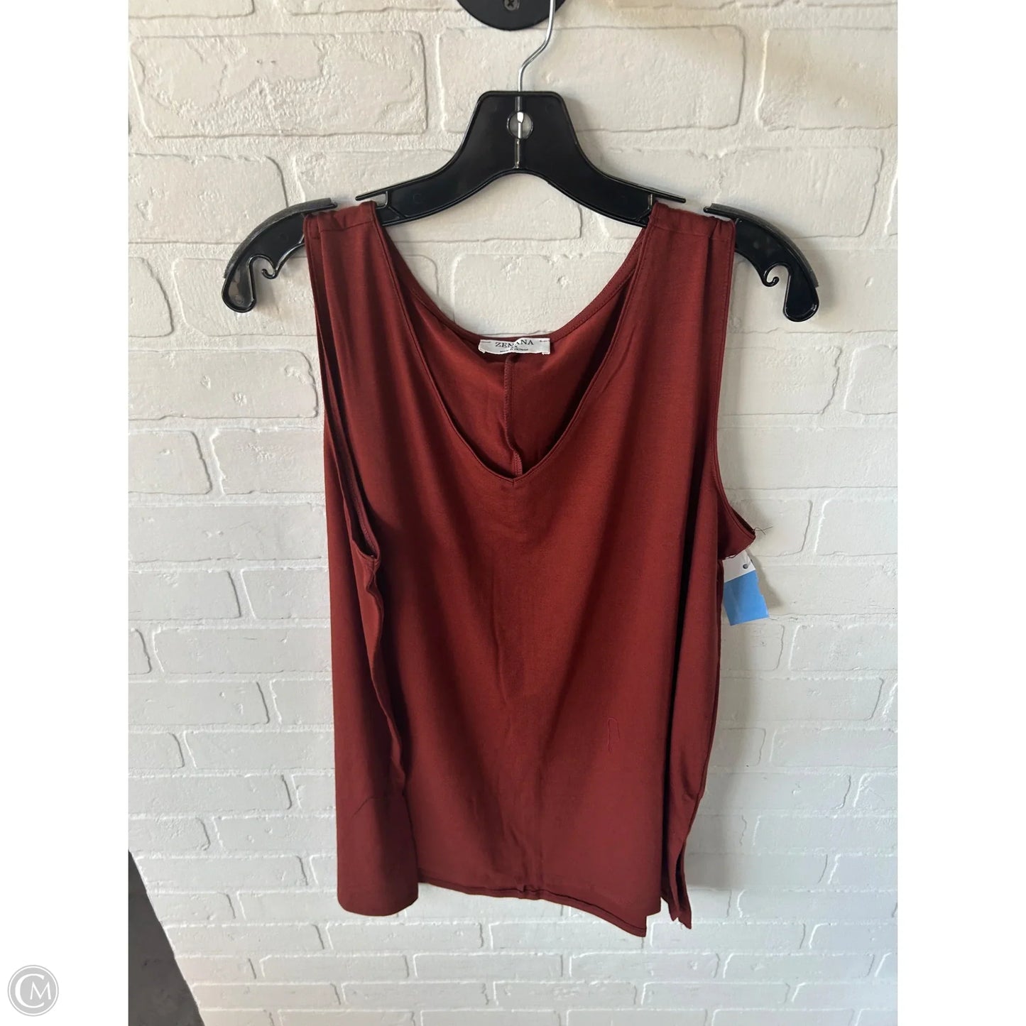 Top Sleeveless By Zenana In Brown, Size: 2x