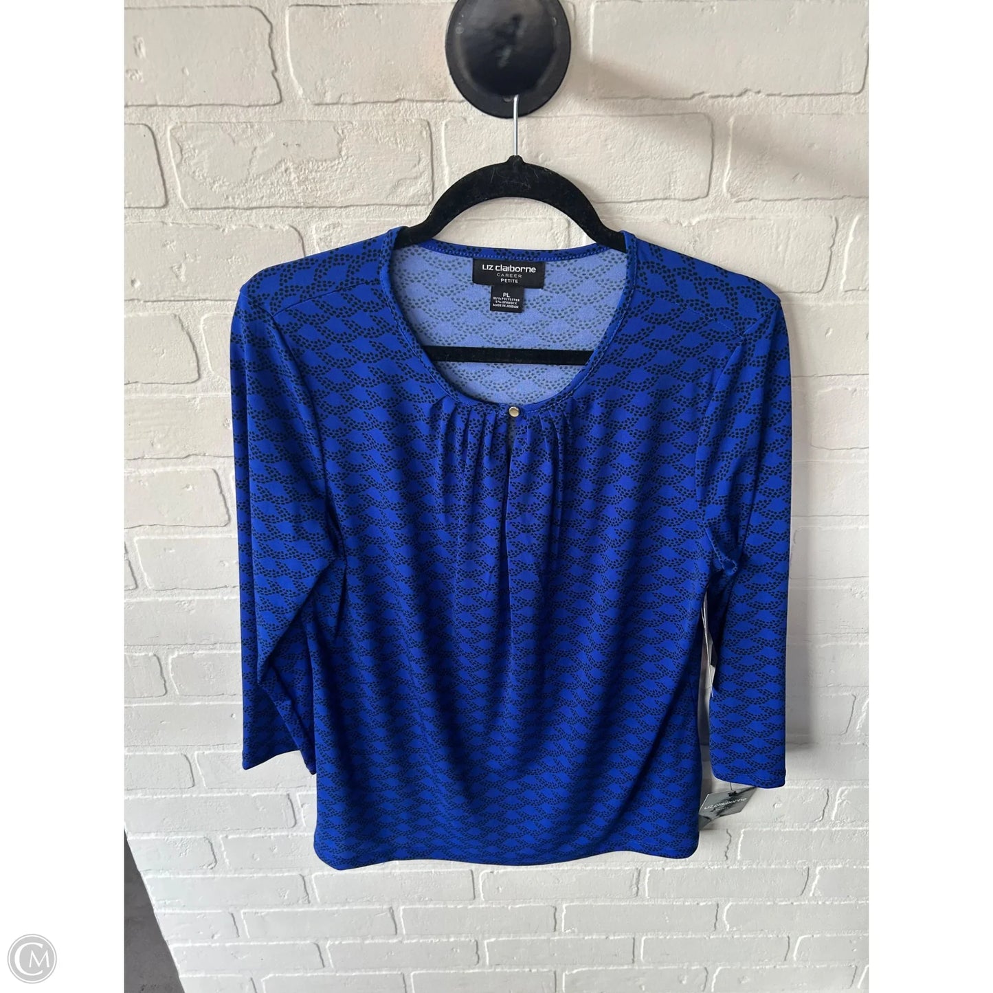 Top 3/4 Sleeve By Liz Claiborne In Black & Blue, Size: Lp