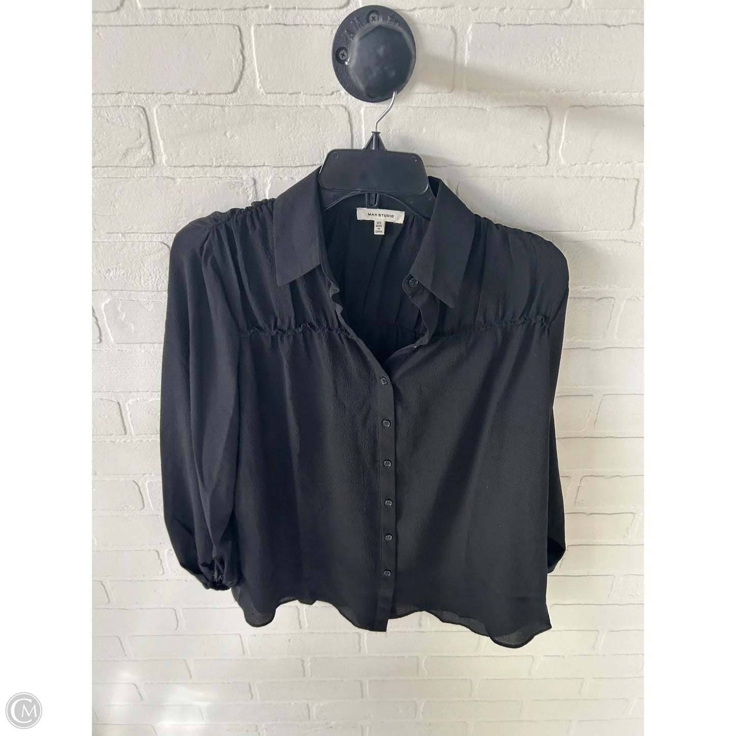 Blouse 3/4 Sleeve By Max Studio In Black, Size: Xs