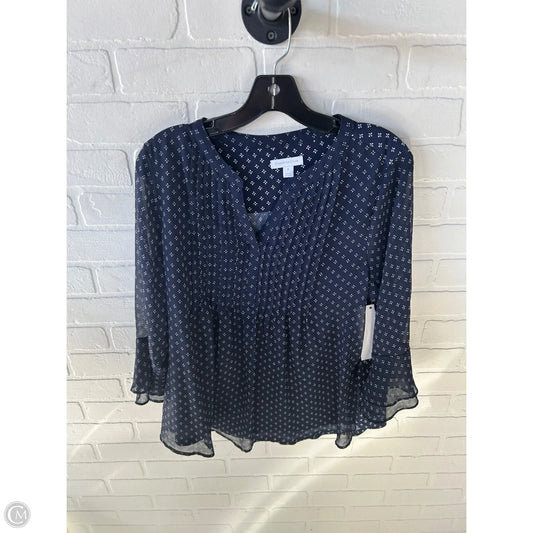 Blouse 3/4 Sleeve By Charter Club In Blue & White, Size: M