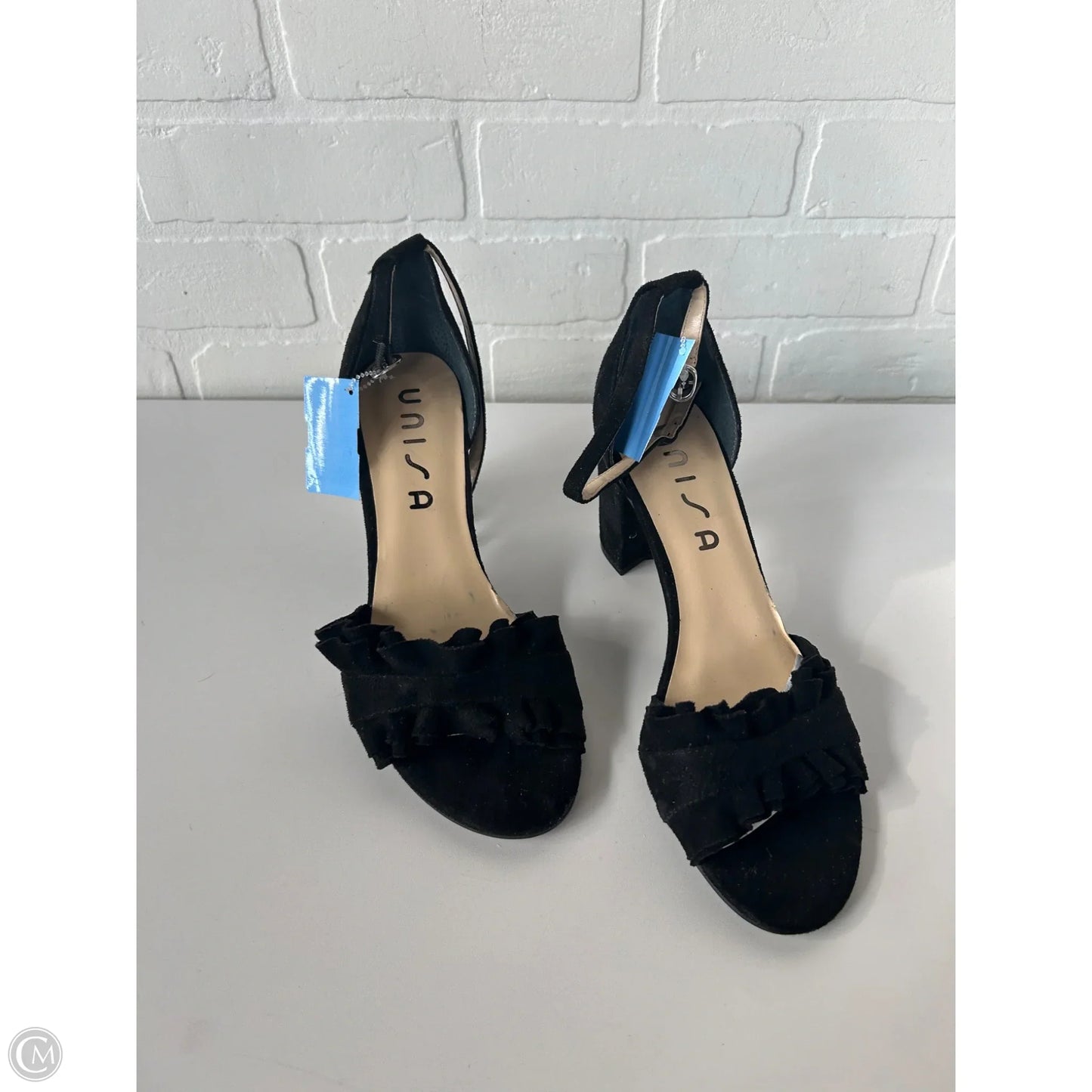 Sandals Heels Block By Unisa In Black & Blue, Size: 10