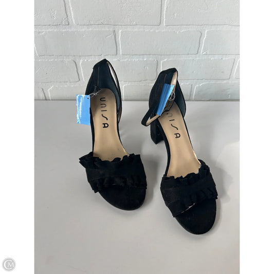Sandals Heels Block By Unisa In Black & Blue, Size: 10
