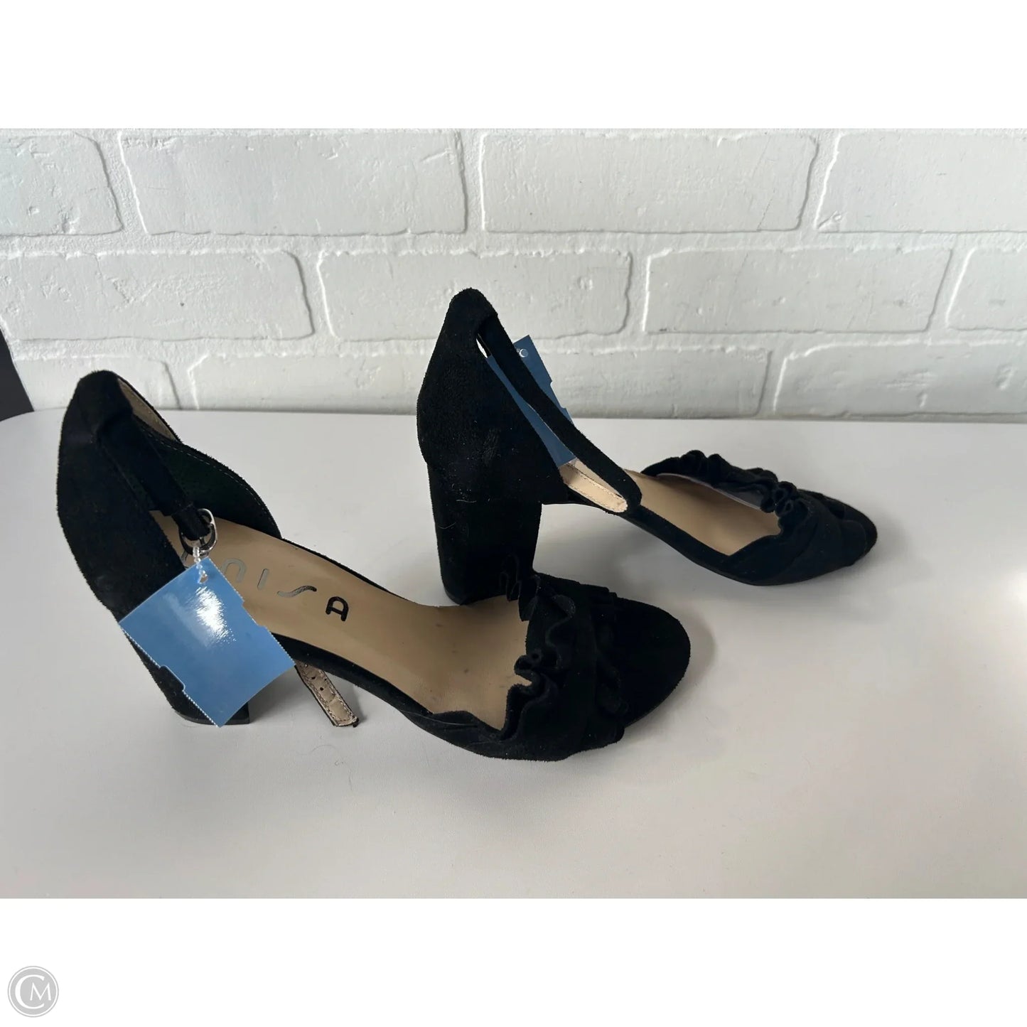Sandals Heels Block By Unisa In Black & Blue, Size: 10