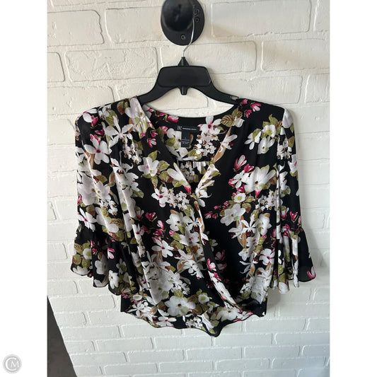 Blouse 3/4 Sleeve By Inc In Black & Green, Size: L