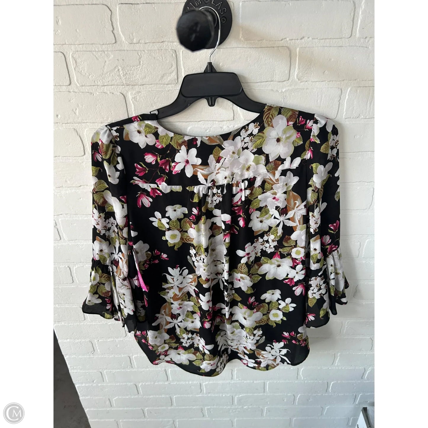 Blouse 3/4 Sleeve By Inc In Black & Green, Size: L