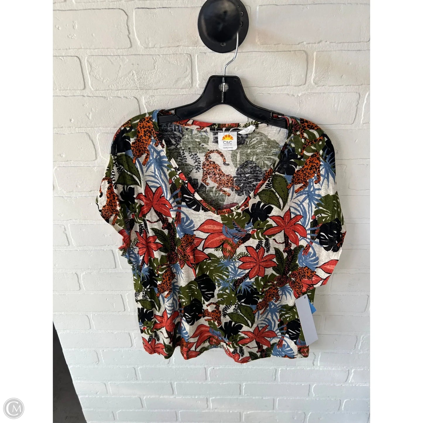 Top Sleeveless By C And C In Green & Orange, Size: Xl