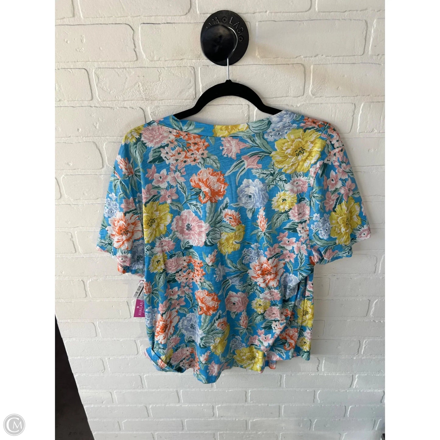Top Short Sleeve By Loft In Blue & Yellow, Size: Xl