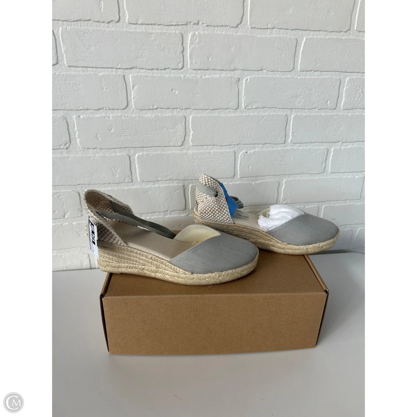 Sandals Heels Wedge By Soludos In Blue & Cream, Size: 8.5