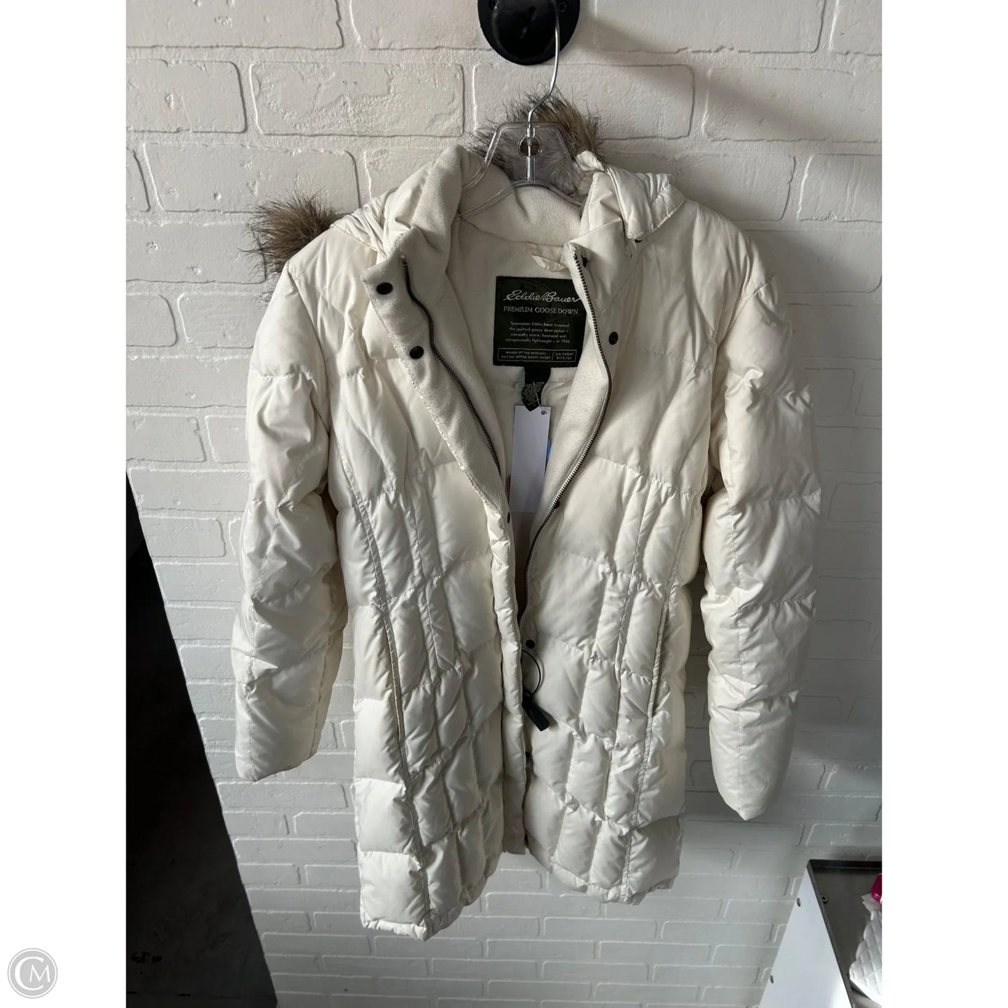 Coat Puffer & Quilted By Eddie Bauer In Ivory, Size: S