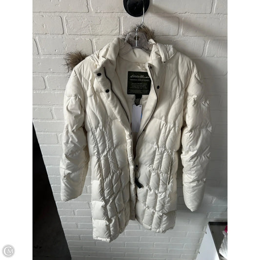 Coat Puffer & Quilted By Eddie Bauer In Ivory, Size: S