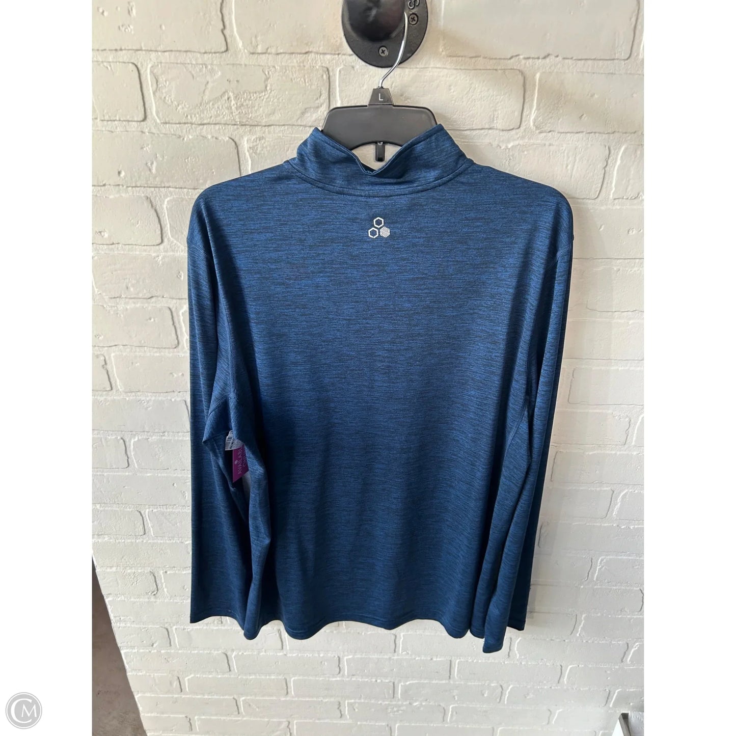 Athletic Top Long Sleeve Collar By Tek Gear In Blue, Size: L