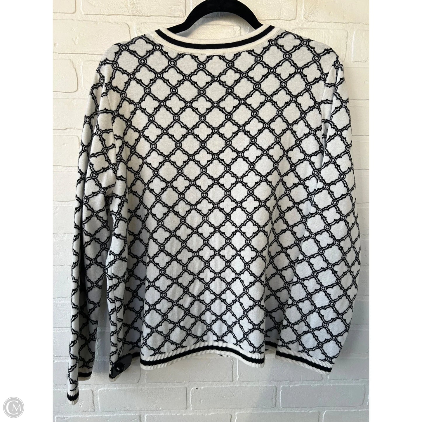 Sweater Cardigan By Talbots In Black & White, Size: 1x