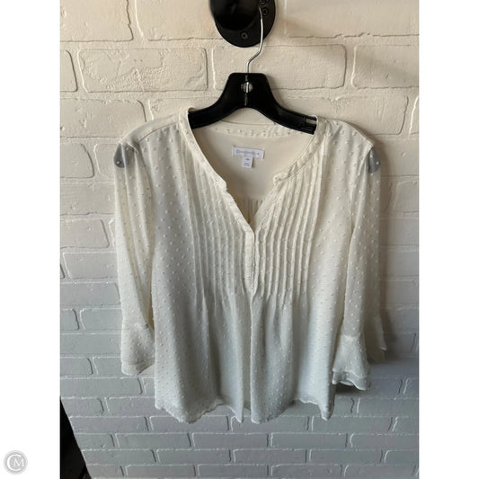 Blouse 3/4 Sleeve By Charter Club In Ivory, Size: Mp