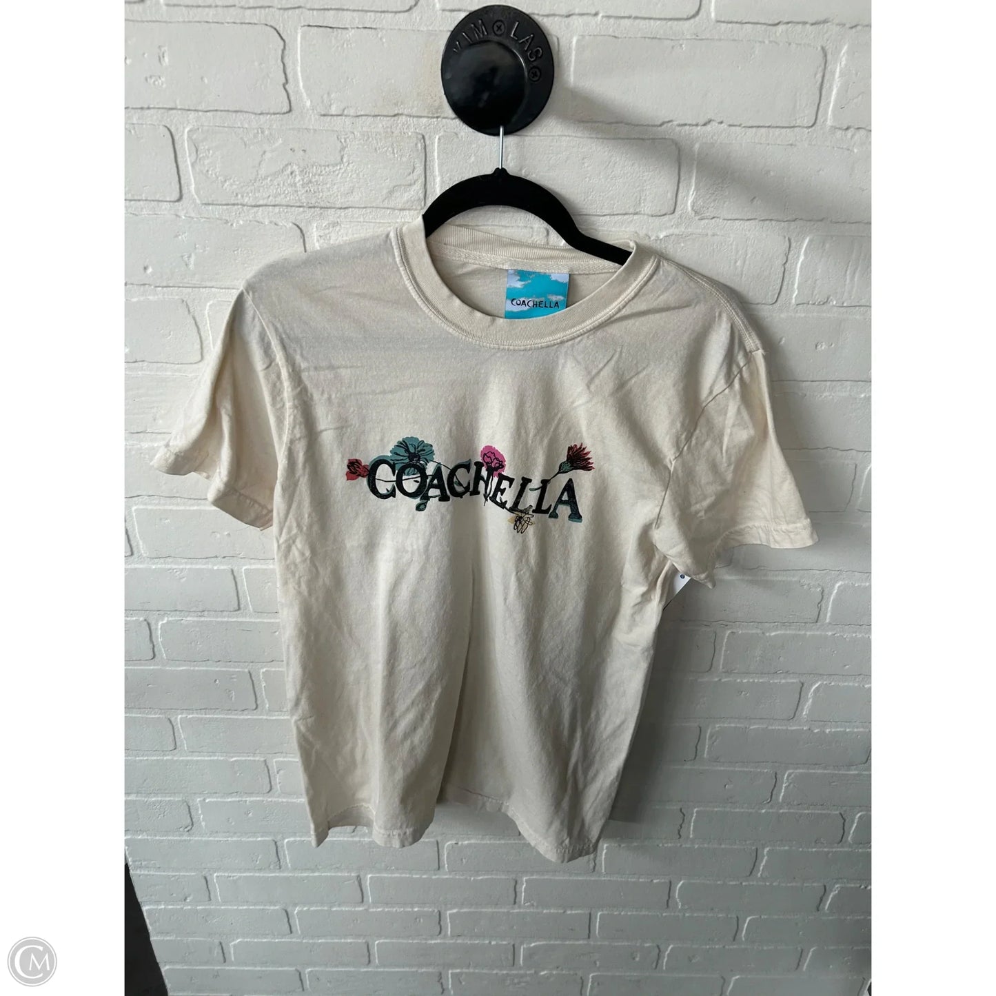 Top Short Sleeve Basic By Coachella In Cream & Pink, Size: S