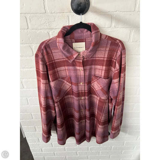 Jacket Shirt By Lucky Brand In Pink & Red, Size: Xxl