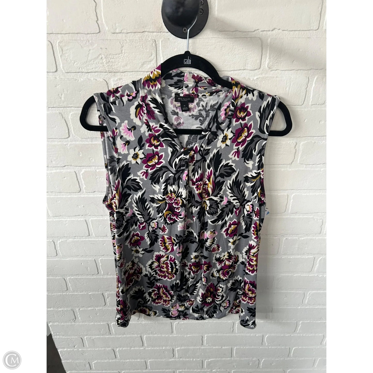 Top Sleeveless By Ann Taylor In Grey & Purple, Size: Xl