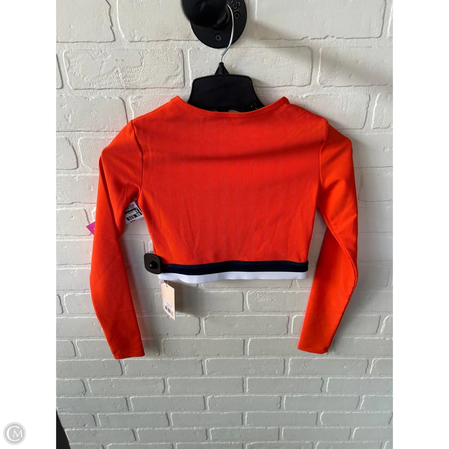 Athletic Top Long Sleeve Crewneck By Wilo In Orange & White, Size: Xs