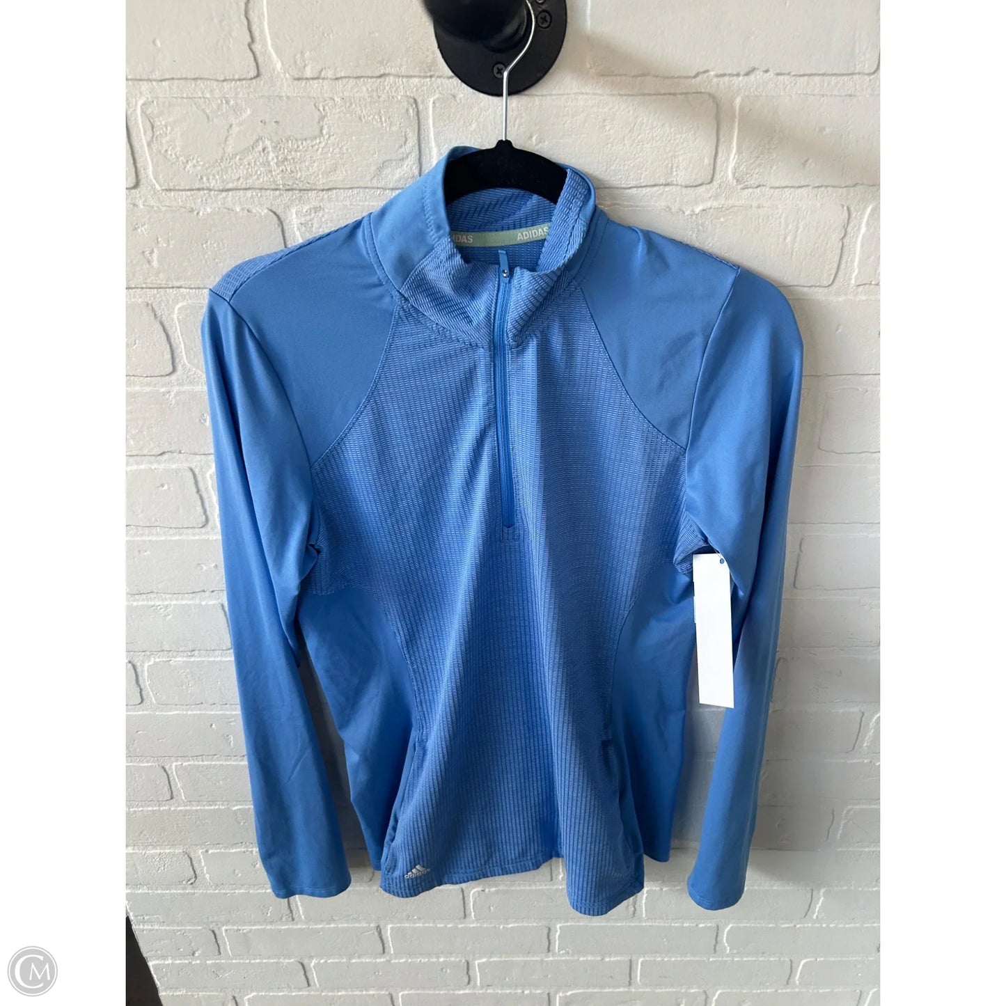 Athletic Top Long Sleeve Collar By Adidas In Blue, Size: S