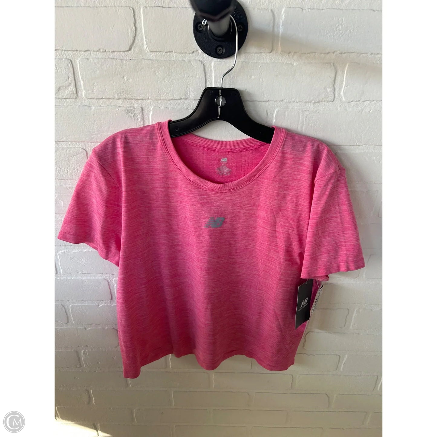 Athletic Top Short Sleeve By New Balance In Pink, Size: L