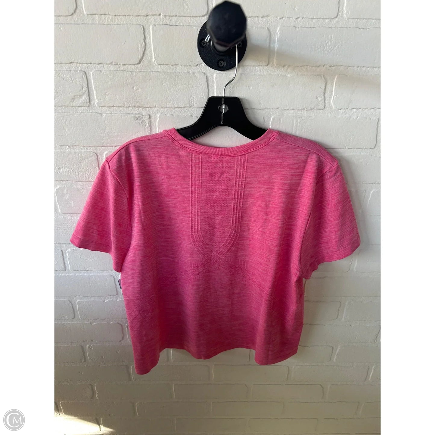 Athletic Top Short Sleeve By New Balance In Pink, Size: L