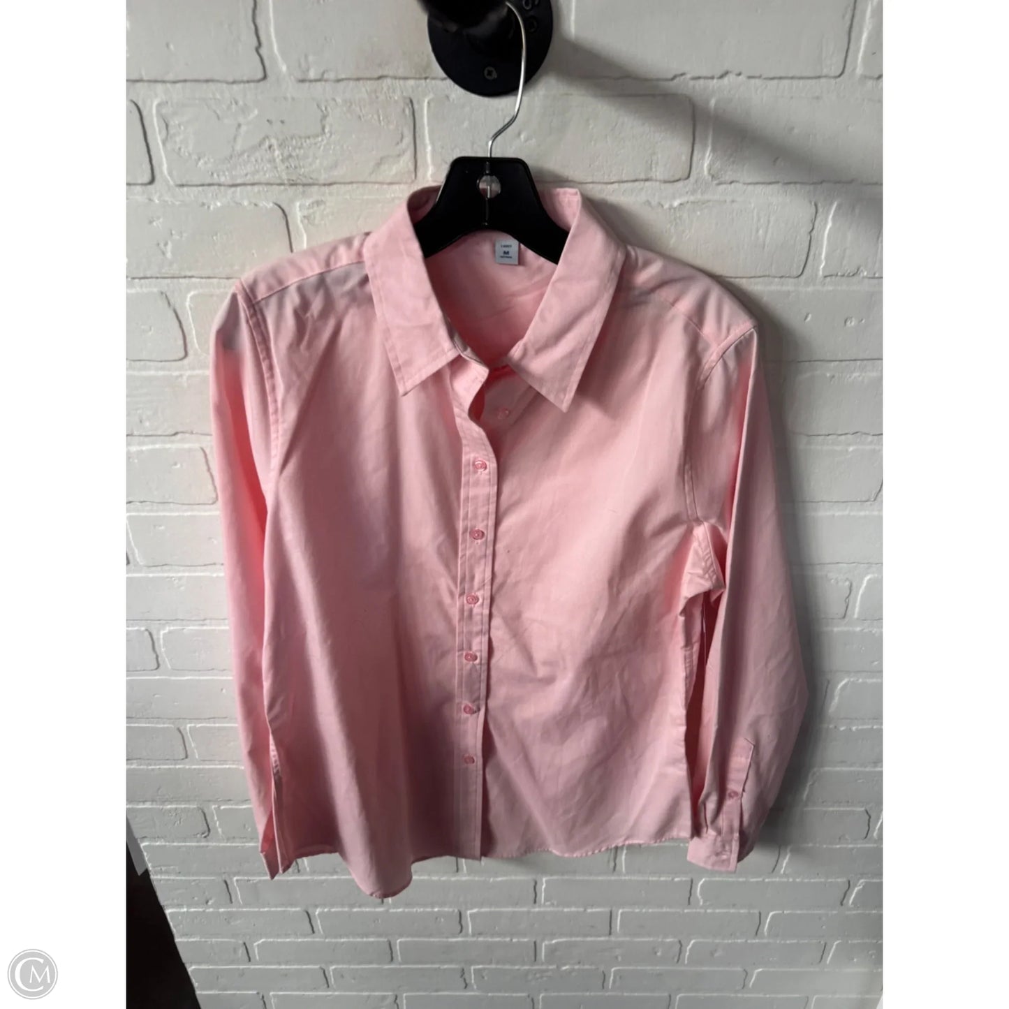 Blouse Long Sleeve By Port Authority In Pink, Size: M