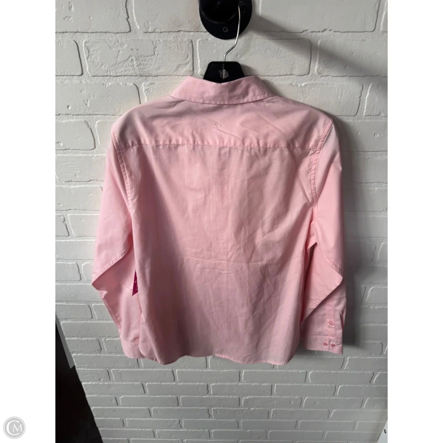 Blouse Long Sleeve By Port Authority In Pink, Size: M