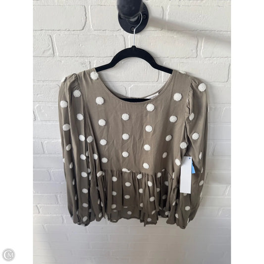 Top Long Sleeve By Blu Pepper In Green & White, Size: S