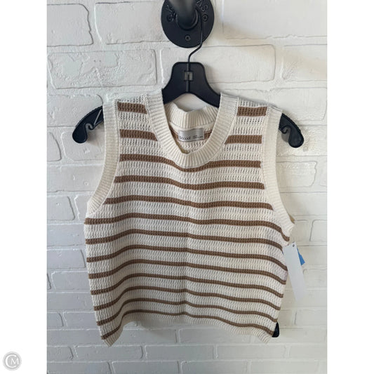 Vest Sweater By Be Cool In Brown & Cream, Size: M