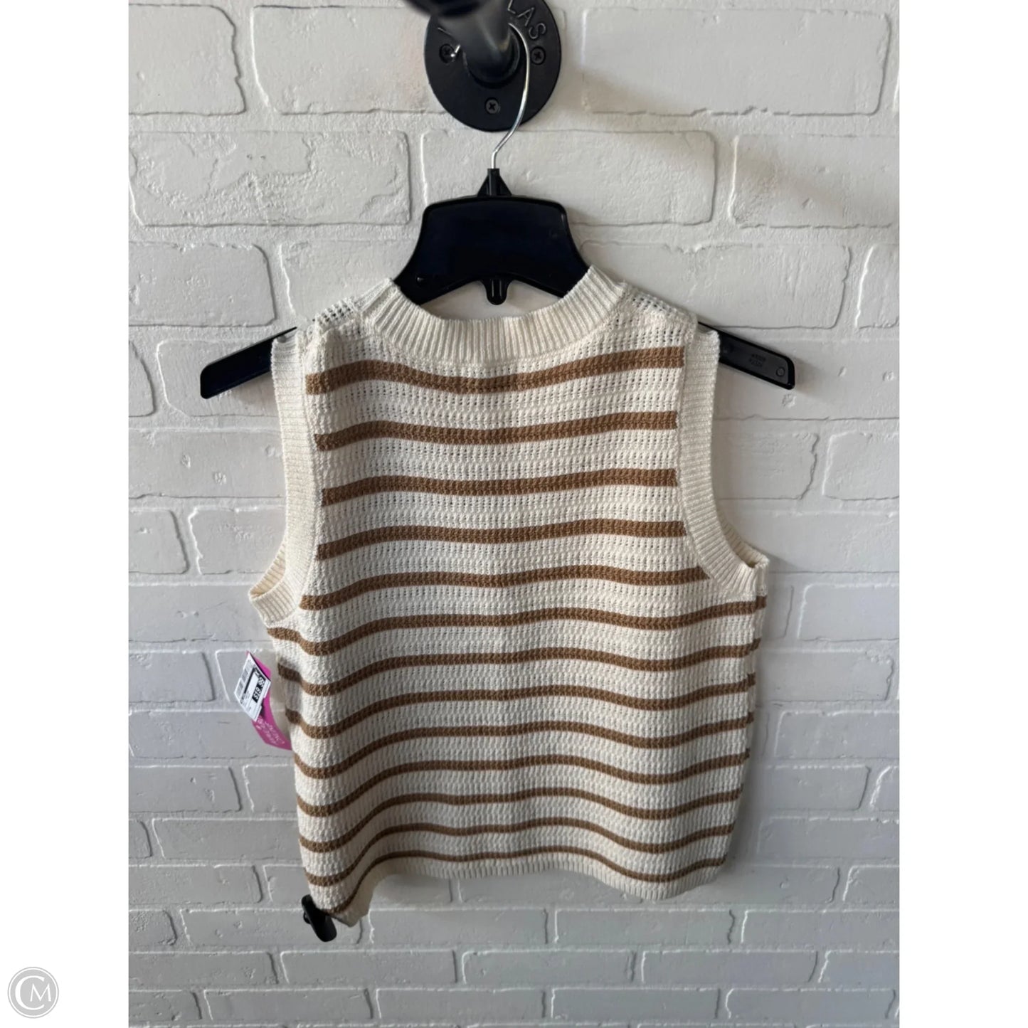 Vest Sweater By Be Cool In Brown & Cream, Size: M