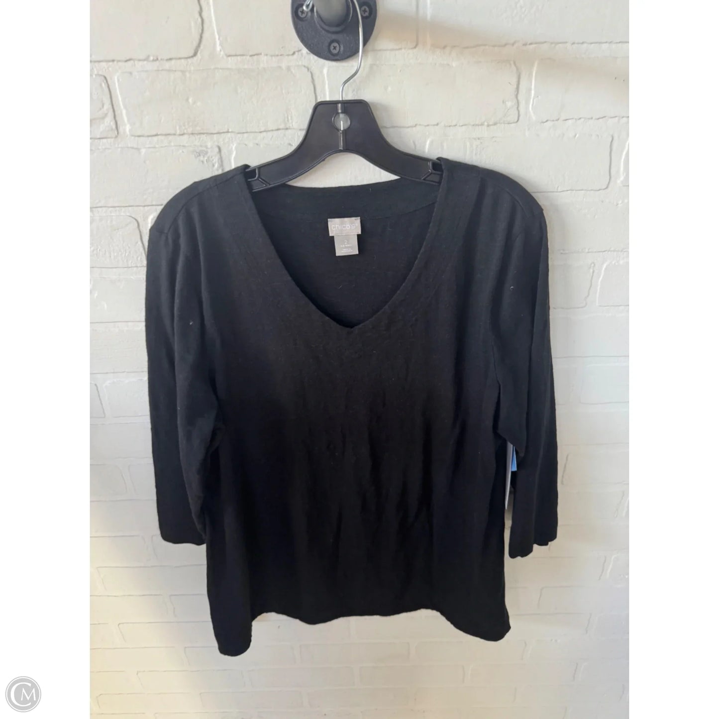 Top 3/4 Sleeve By Chicos In Black, Size: L