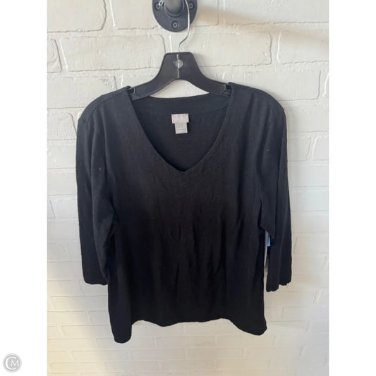 Top 3/4 Sleeve By Chicos In Black, Size: L