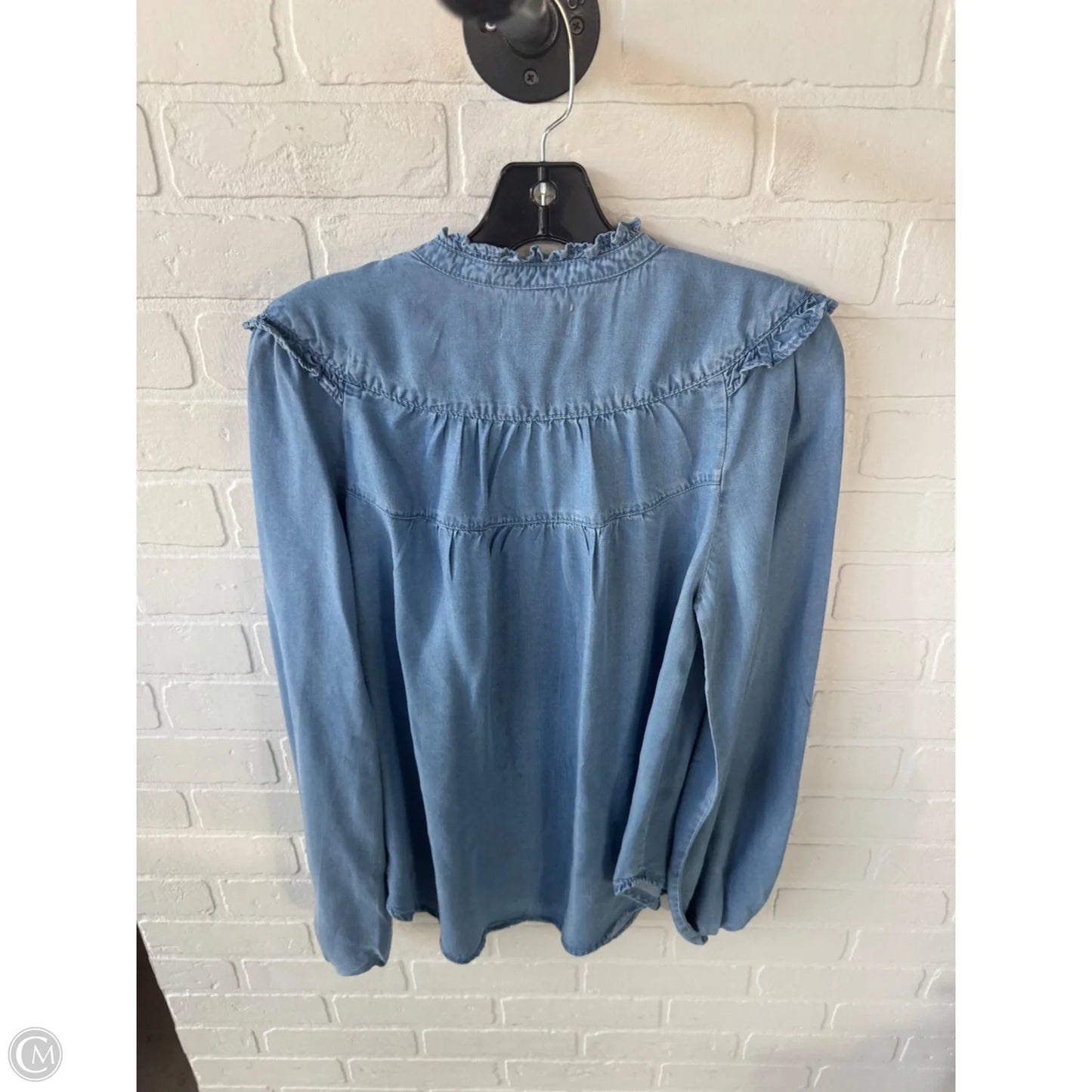 Top Long Sleeve By Maeve In Blue Denim, Size: M